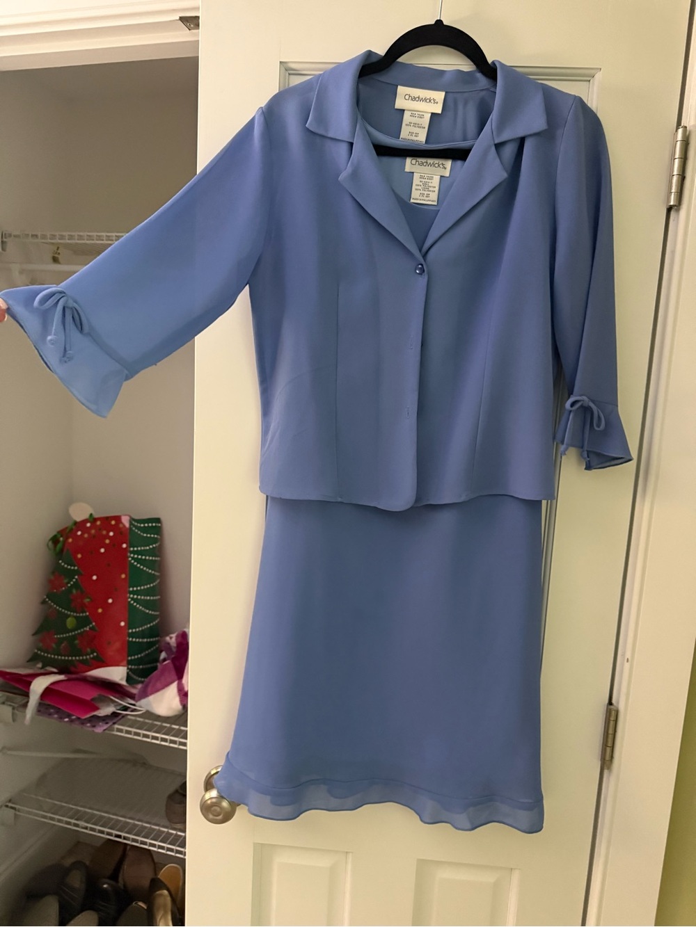 Chadwicks Soft Periwinkle Blue Two-Piece Skirt Set